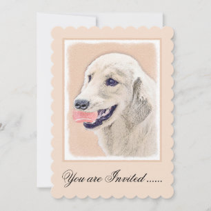 Golden Retriever mit Tennis Ball Malerei Hund Kuns Einladung