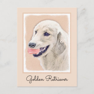 Golden Retriever mit Tennis Ball Malerei Hund Kuns Postkarte