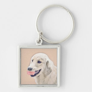 Golden Retriever mit Tennis Ball Malerei Hund Kuns Schlüsselanhänger