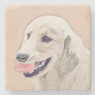 Golden Retriever mit Tennis Ball Malerei Hund Kuns Steinuntersetzer