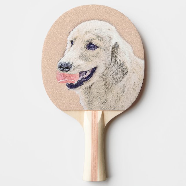 Golden Retriever mit Tennis Ball Malerei Hund Kuns Tischtennis Schläger (Vorderseite)