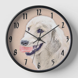Golden Retriever mit Tennis Ball Malerei Hund Kuns Uhr
