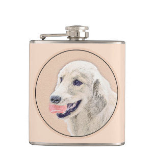 Golden Retriever mit Tennisball-Malerei Hundekunst Flachmann