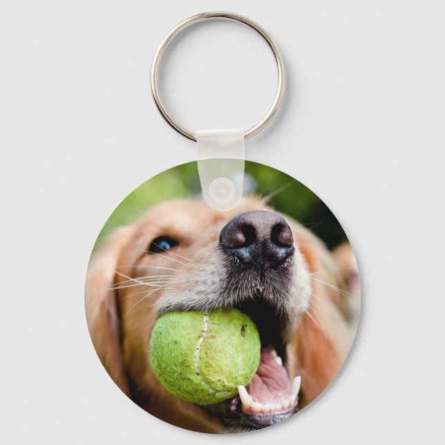 Golden Retriever mit Tennisball Schlüsselanhänger (Vorderseite)