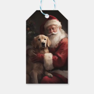 Golden Retriever mit Weihnachtsmann Weihnachten Geschenkanhänger