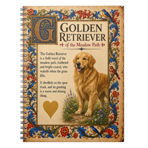 Golden Retriever, mittelalterliche Bestiarien-Kuns Notizblock