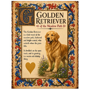Golden Retriever, mittelalterliche Bestiarien-Kuns Postkarte