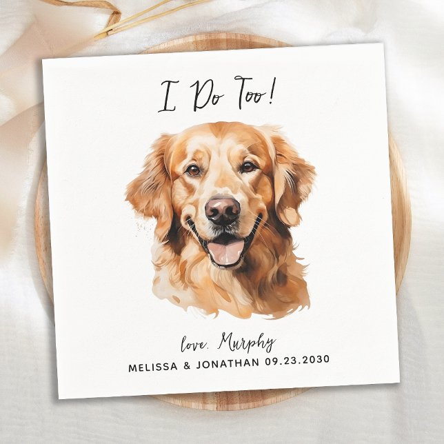 Golden Retriever Modern Dog Wedding Cocktail Serviette (Von Creator hochgeladen)