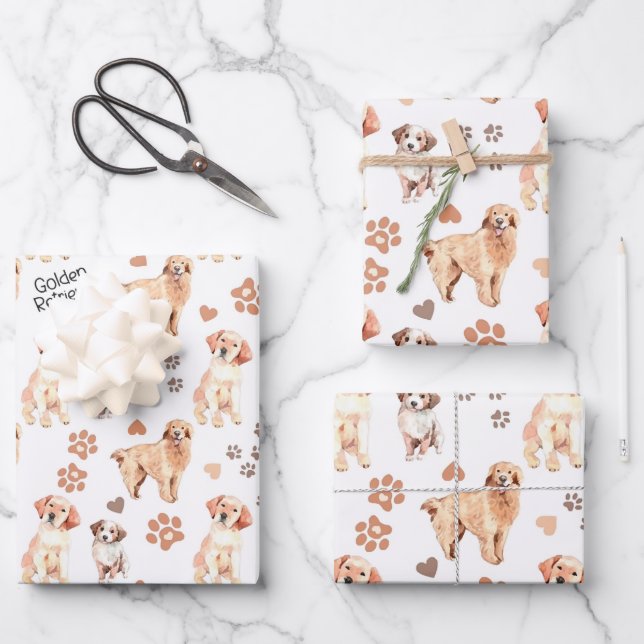 Golden Retriever Mom Pattern Geschenkpapier Set (Vorderseite)