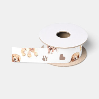 Golden Retriever Mom Pattern Satinband
