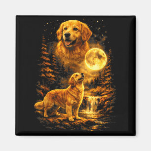 Golden Retriever Mondnacht Kunst Hund Heult Magnet