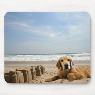 Golden retriever Mousepad Sandcastles