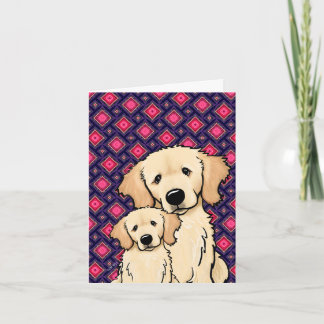 Golden Retriever Mutter und Welpe Karte