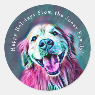 Golden retriever-Neon färbt kundenspezifischen Runder Aufkleber