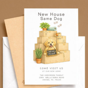 Golden Retriever Neues Haus Gleicher Hund Umzugska Einladung