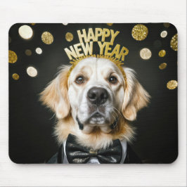 Golden Retriever New Year Tuxedo Mousepad