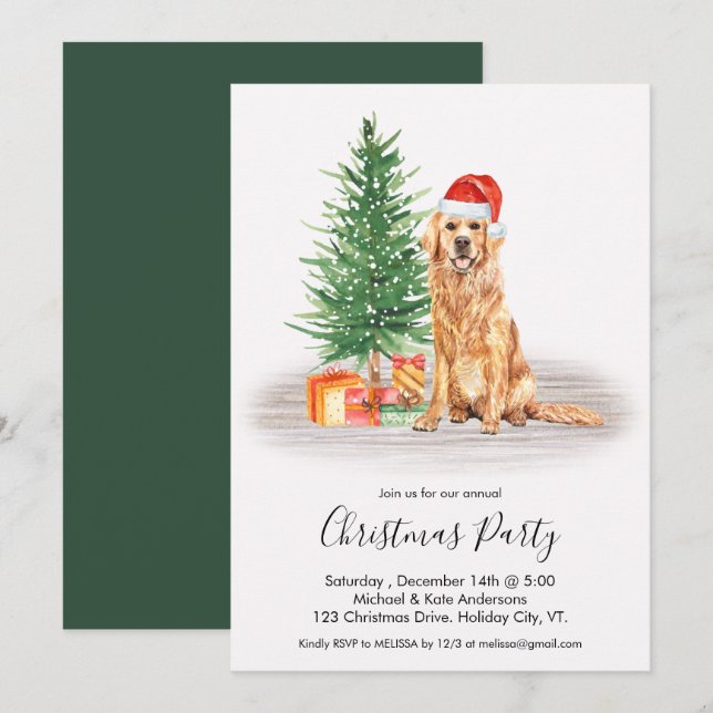 Golden Retriever Niedlich Dog Lover Weihnachten Pa Einladung (Vorne/Hinten)