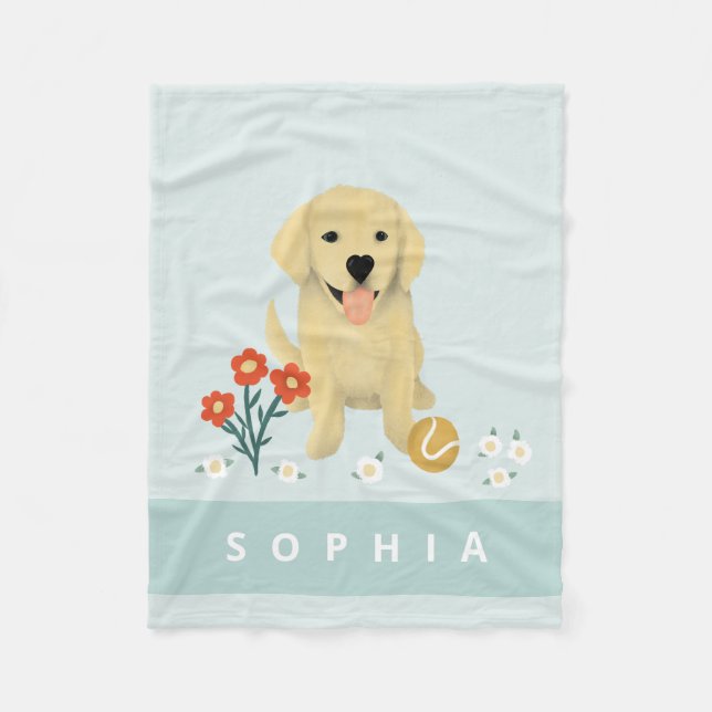 Golden Retriever Niedlich Hunde Kinder Blumenkohl Fleecedecke (Vorderseite)