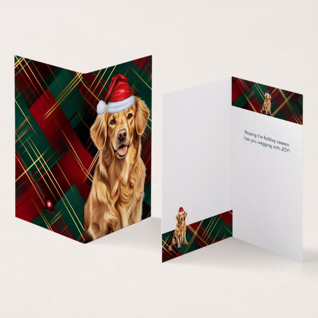 Golden Retriever Noël Vert Rouge Vacances Plaid (Inside and Outside)