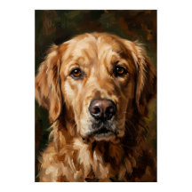 Golden Retriever Ölbild Poster | Seelenvolle Hund