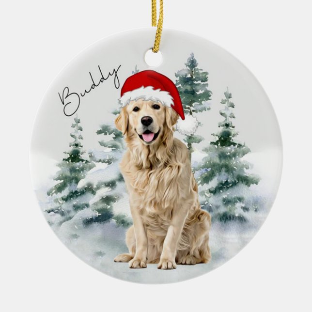 Golden Retriever, Ornement de Noël personnalisé (Devant)