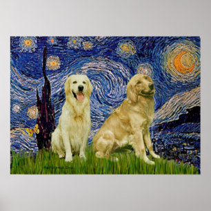 Golden Retriever Paar 3 - Sternennacht Poster