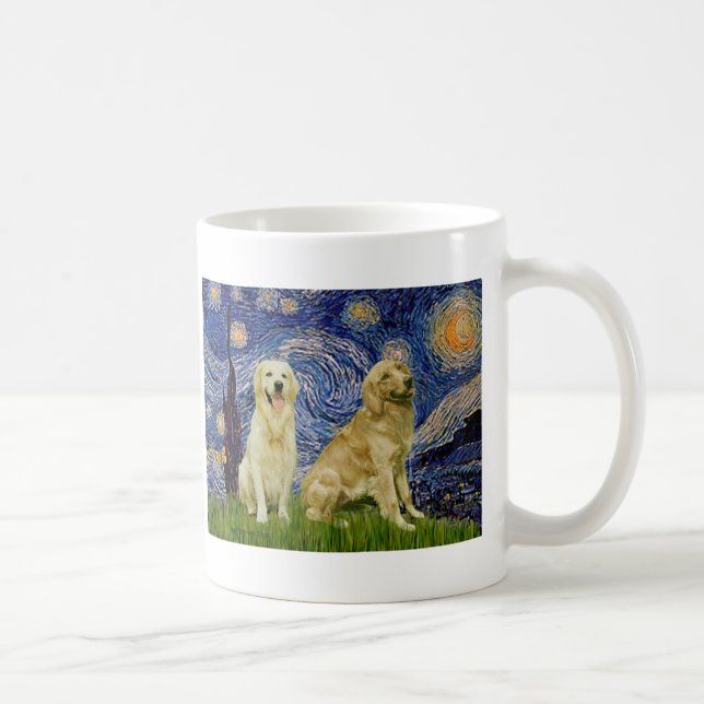 Golden Retriever Pair 3 - Starry Night Kaffeetasse (Rechts)