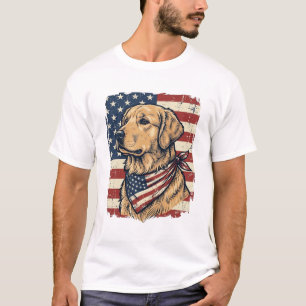 Golden Retriever Patriotisches Vintage Vektor Desi T-Shirt