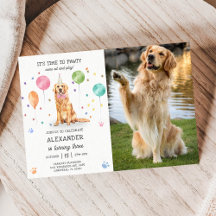 Golden Retriever Pawty Doppy Welpe Birthday Blue