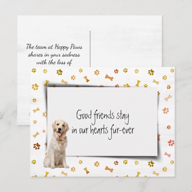 Golden Retriever Pet Beileid Loss Postkarte (Vorne/Hinten)