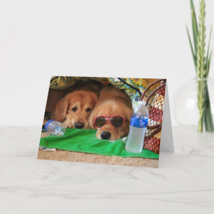 Golden Retriever Pique-nique Carte de voeux intéri