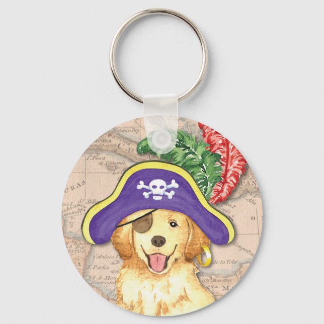 Golden Retriever Pirate Schlüsselanhänger (Vorderseite)