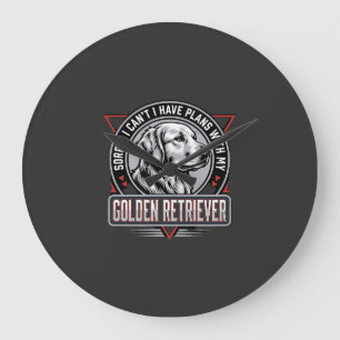Golden Retriever plant Hund Abzeichen Design Große Wanduhr