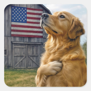 Golden Retriever Pledging Allegion Quadratischer Aufkleber