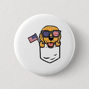 Golden Retriever Pocket American USA 4. Juli F Button