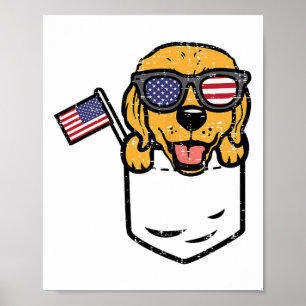 Golden Retriever Pocket American USA 4. Juli F Poster