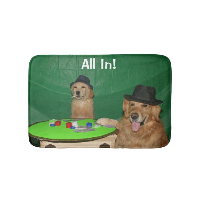 Golden Retriever Poker Pups Badematte (Vorderseite)