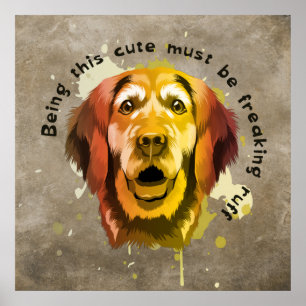 Golden Retriever Pop Art Style Poster