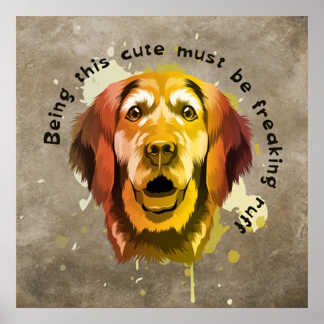 Golden Retriever Pop Art Style Poster (Vorne)