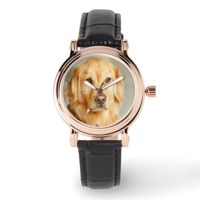 Golden Retriever Portrait Armbanduhr (Vorderseite)
