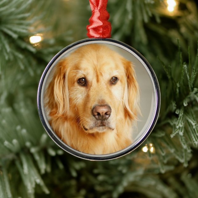 Golden Retriever Portrait Ornament Aus Metall (Baum)