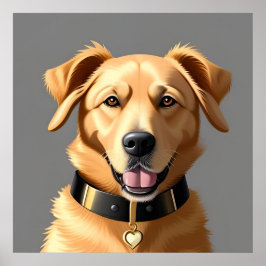 Golden Retriever Portrait Tragetran Schwarzes Coll Poster