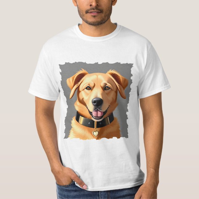 Golden Retriever Portrait Tragetran Schwarzes Coll T-Shirt (Vorderseite)