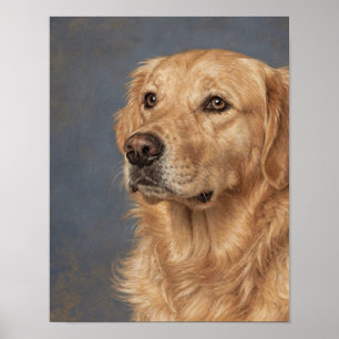 Golden Retriever-Porträt in Blau-Grau und Warm Poster