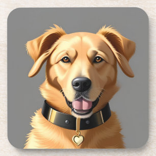Golden Retriever-Porträt mit schwarzer Halskette Getränkeuntersetzer