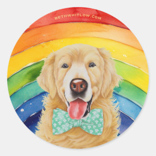 Golden Retriever Pride Runder Aufkleber