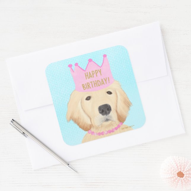 Golden Retriever Princess Birthday Sticker (Umschlag)