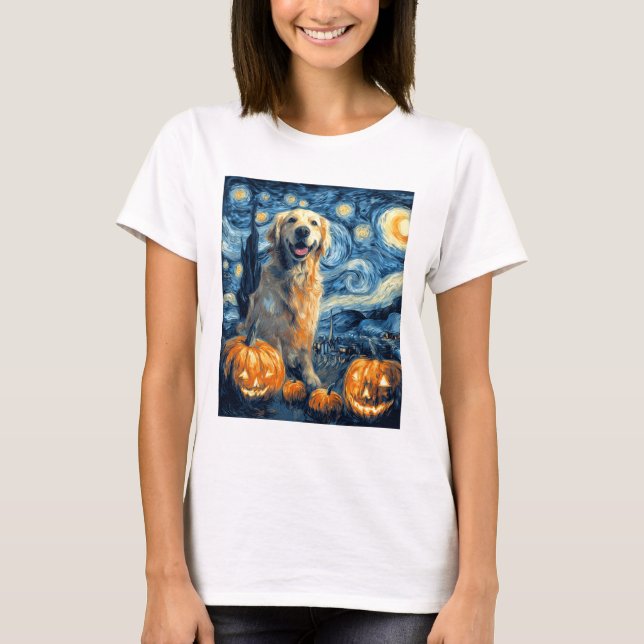 Golden Retriever Pumpkin Starry Night Dog Mom Van  T-Shirt (Vorderseite)