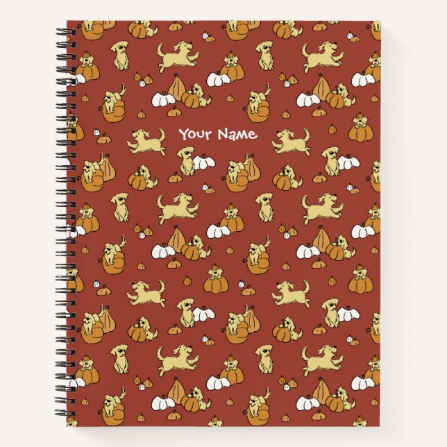 Golden Retriever Pumpkins Muster Spiral Notebook Notizbuch (Vorderseite)