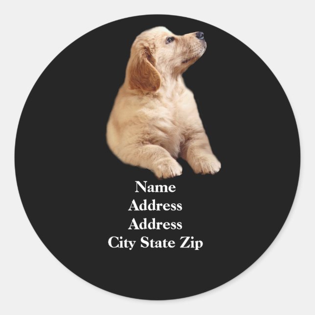 Golden Retriever Puppy Address Label Runder Aufkleber (Vorderseite)
